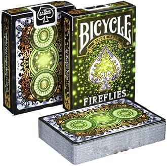 Bicycle Playing Cards Fireflies Design | Limited Edition Deck Pitch-Black with Glowing Effects, Silver