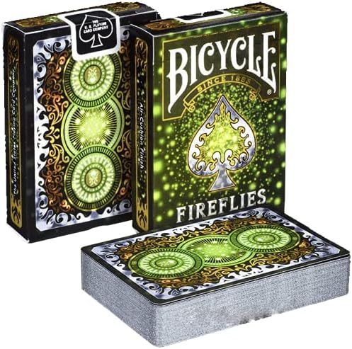 Bicycle Playing Cards Fireflies Design | Limited Edition Deck Pitch-Black with Glowing Effects, Silver