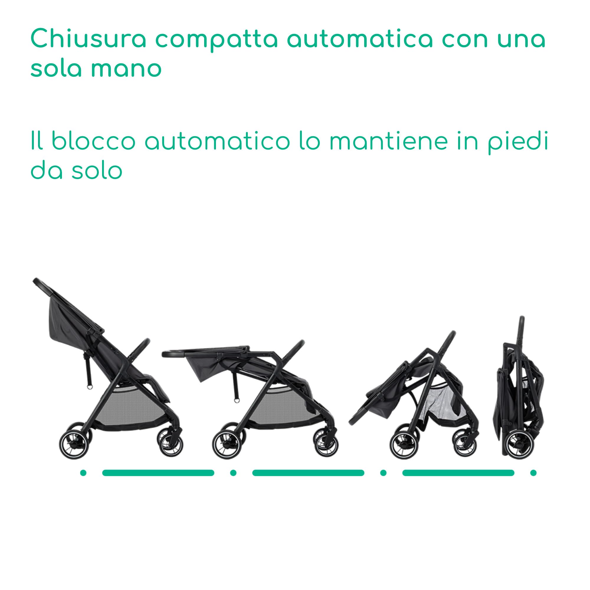 Bebeconfort Azur Duo 2in1 + Seggiolino i-Size, Mineral Graphite | 0-3 anni (15 kg), Passeggino Compatto, Reclinabile Fino a Posizione Sdraiata, Chiusura Automatica a Una Mano