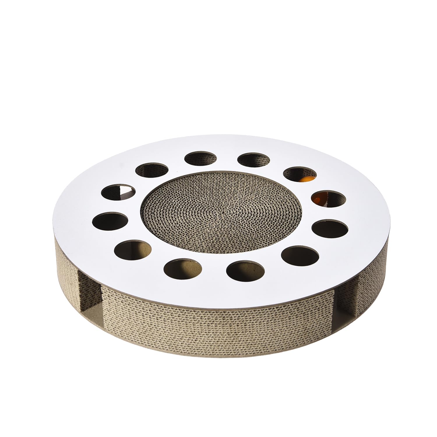 Tiragraffi Per Gatti PATAM In Cartone Riciclato - Con Palline Gioco, Misura 24x45x5 Cm, Modello Pepe - Foto 10