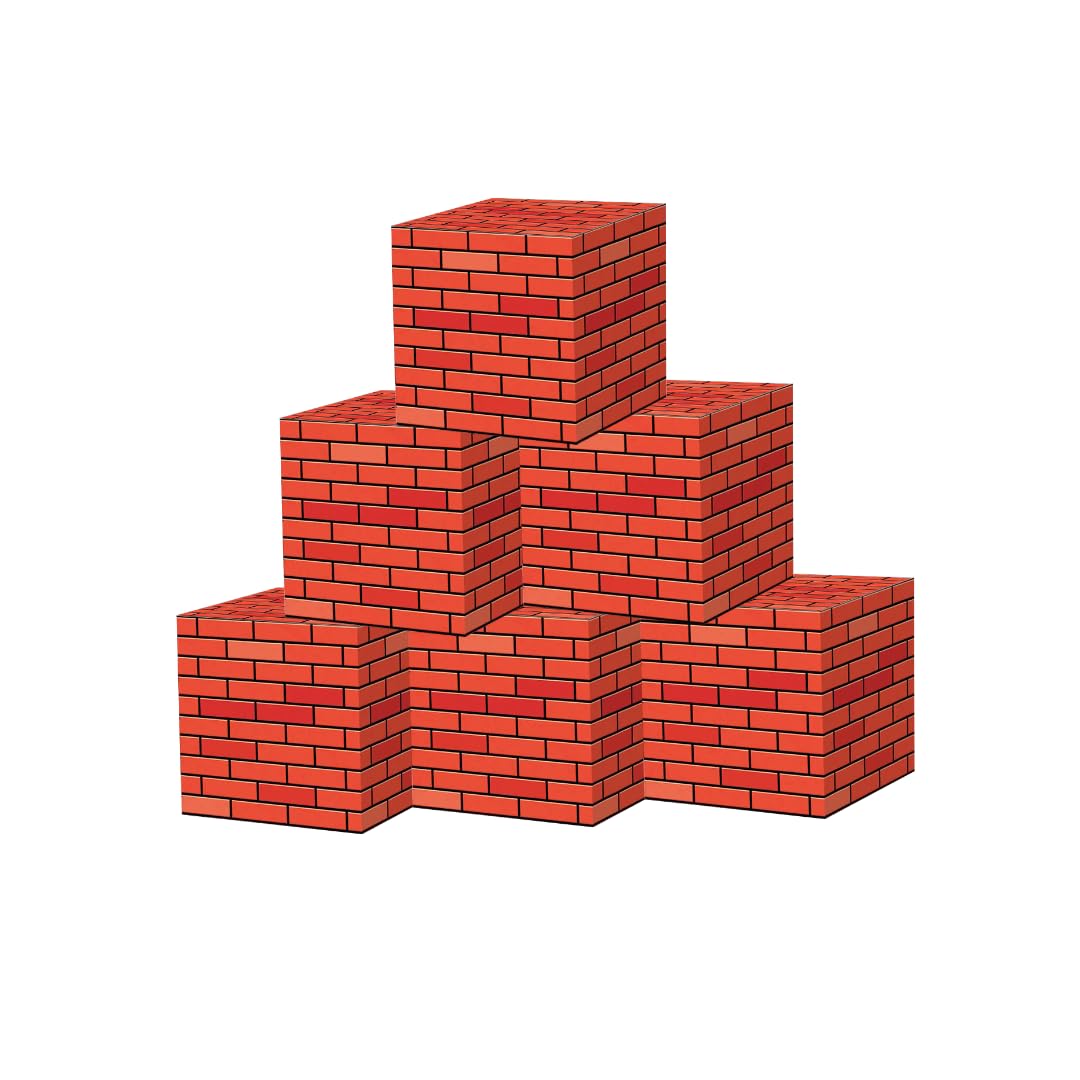 Set of 6 Video Game Building Block Boxes 11.8 x 11.8 Inches Each Perfect for Party Decorations, Video Game Themed Parties, and Brick Comic Party Supplies