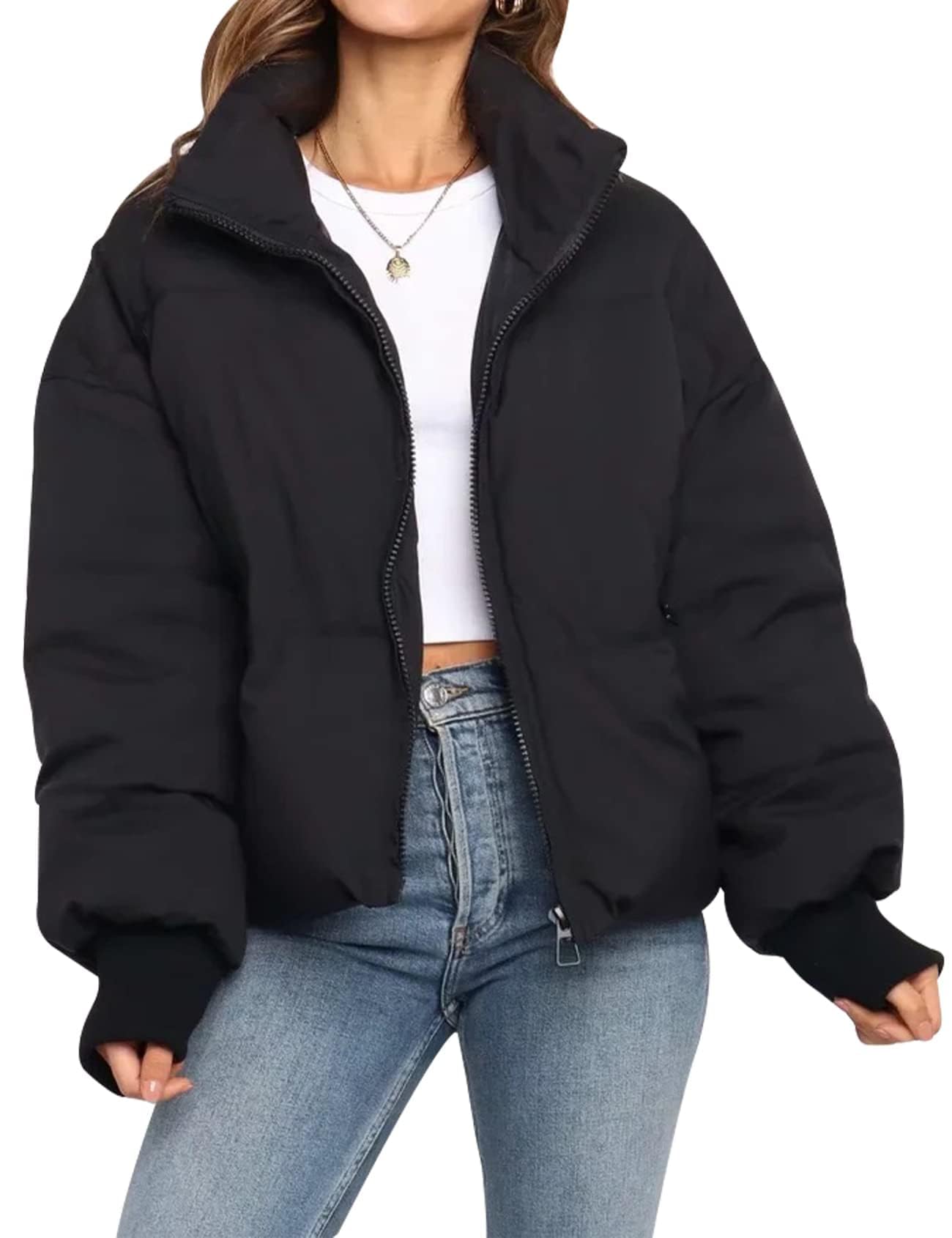 Gihuo Women’s Winter Cropped Puffer Jacket Coat Short Warm Quilted Jacket 2025