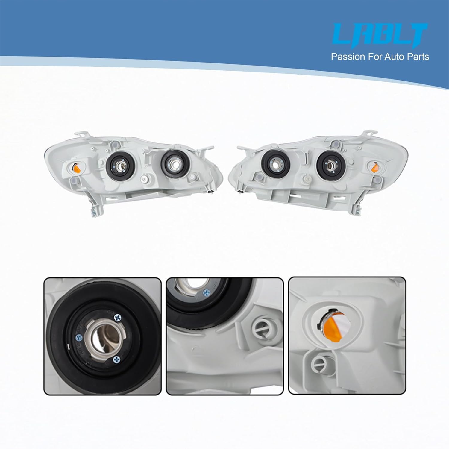 LABLT Replacement for 2003 2004 2005 2006 2007 2008 Corolla Headlight Assembly Head Lamps Headlights Pair Left+Right