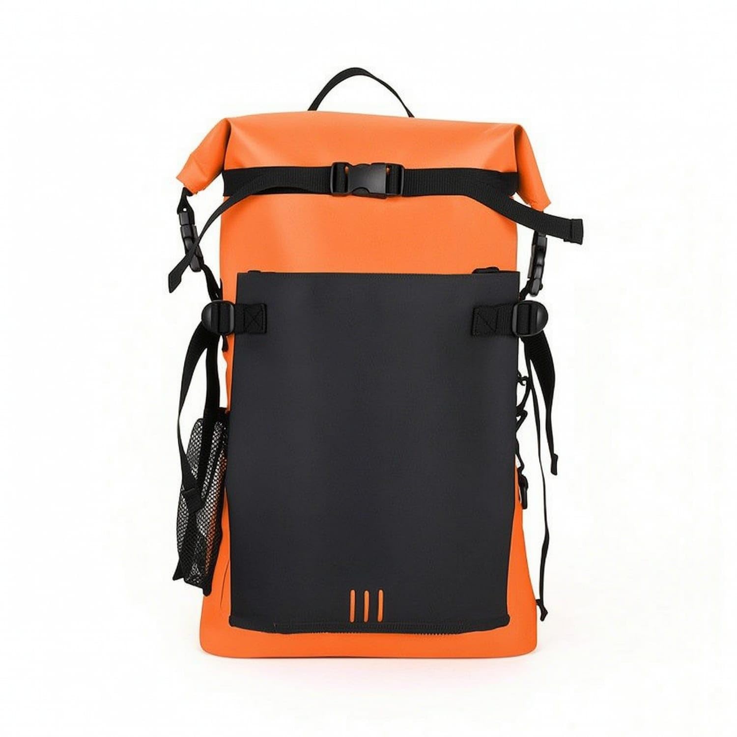 Adjustable Dry Backpack with Mesh Pocket Water Resistant Rolltop Backpack with Side Pockets Heavy-Duty Daypack Lightweight for Hikers, Travelers, Hiking, Beach, Travel, Orange Red, 20L-image-18