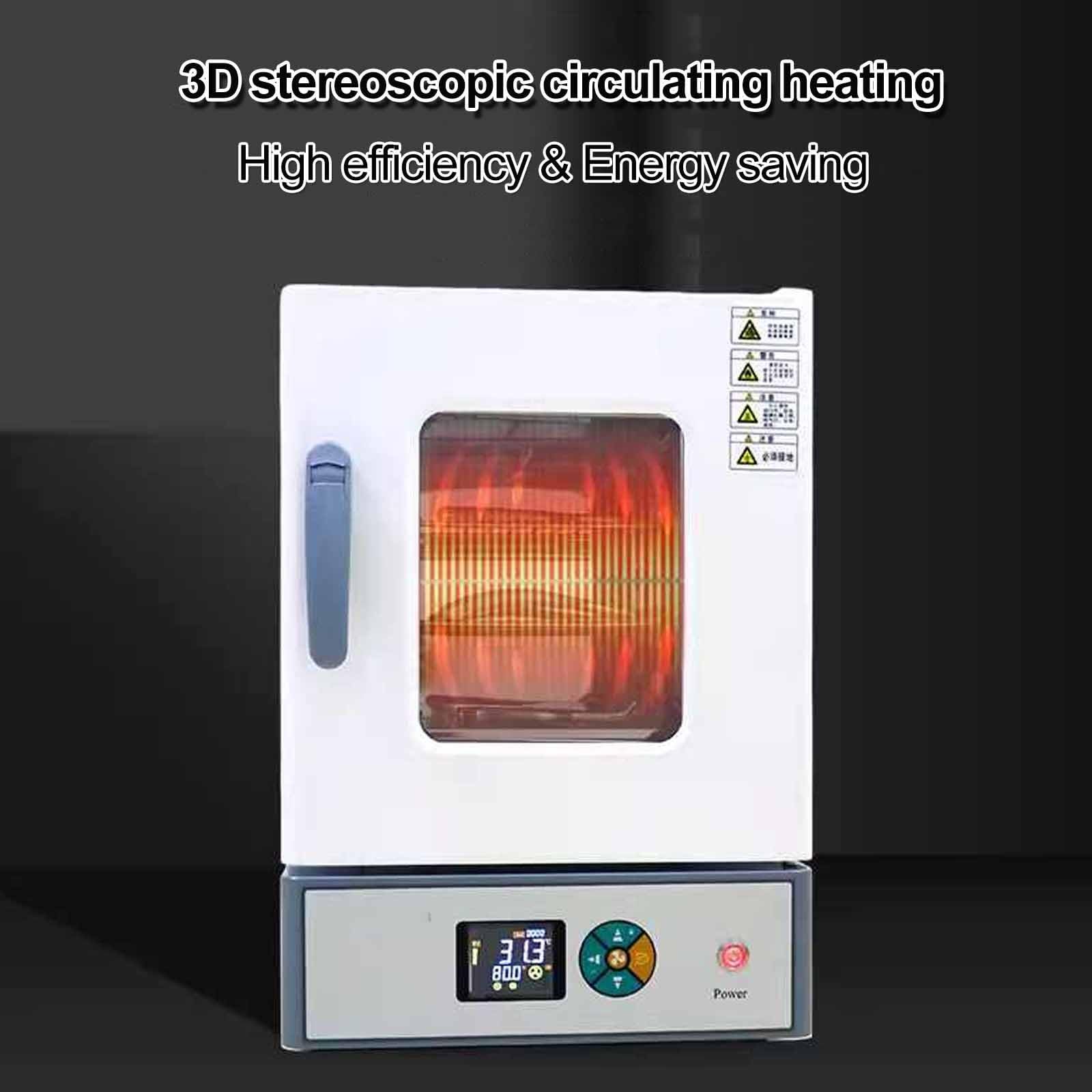 Forno elettrico a convezione forzata per laboratorio | 20 litri, 600 W, temperatura ambiente +10°C - 300°C, rivestimento interno a 2 livelli in acciaio inox, per uso industriale