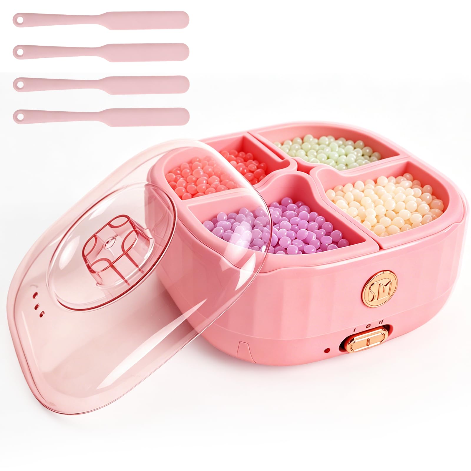 Yofuly - Scaldacera per depilazione, con 4 fodere rimovibili in silicone e 4 spatole per cera, mini vasetto elettrico per cera, per uso completo del corpo e del viso, kit di ceretta per donne e uomini