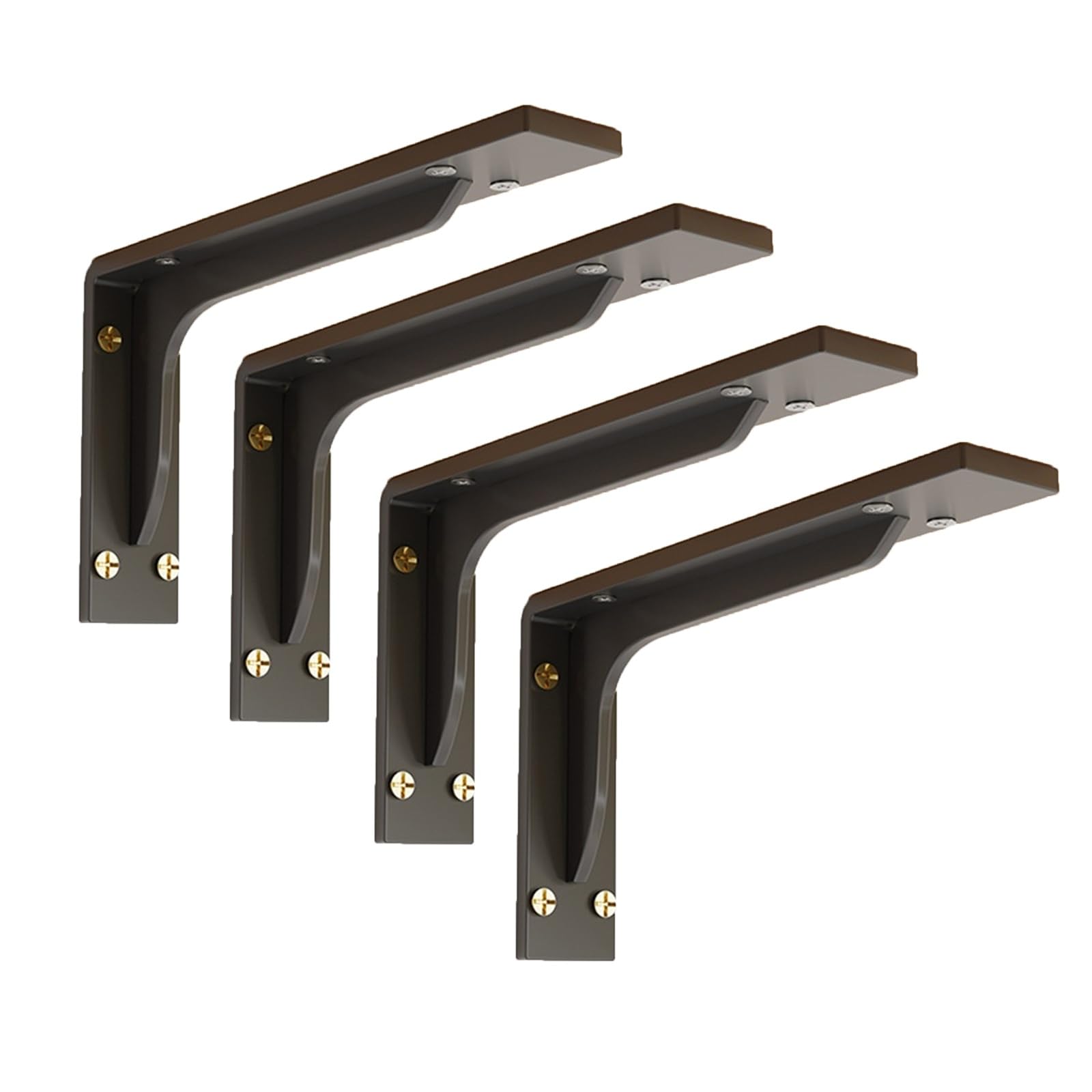 Wsporniki w kształcie litery L, Wsporniki do półek ściennych 5 cm szerokość 2 mm grubość 14-45 cm wielokolorowe opakowanie 4 szt(40cm black)