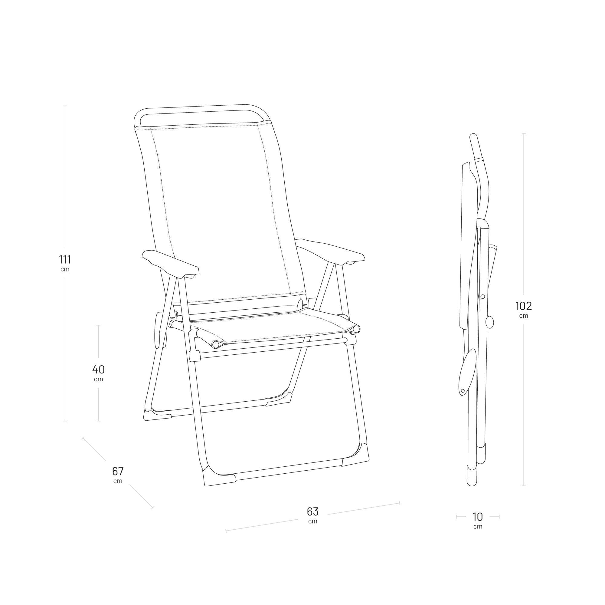 Lafuma Mobilier Alu Cham klapstoel, Batyline, Ocean II, 62,5 x 67 x 111 cm