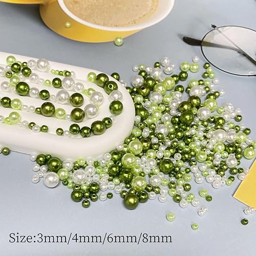 Miniatura 3 de Cuentas de perlas mixtas de 30 a 0.315 in, perlas redondas sueltas de satén, cuentas de plástico para hacer joyas, aretes, pulseras, collares,