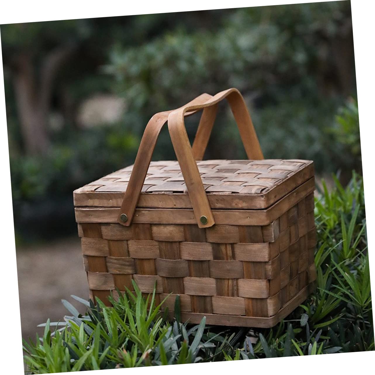 美品　Vintage picnic basket Amazon.com: Wooden Shopping Basket Vintage Picnic Basket