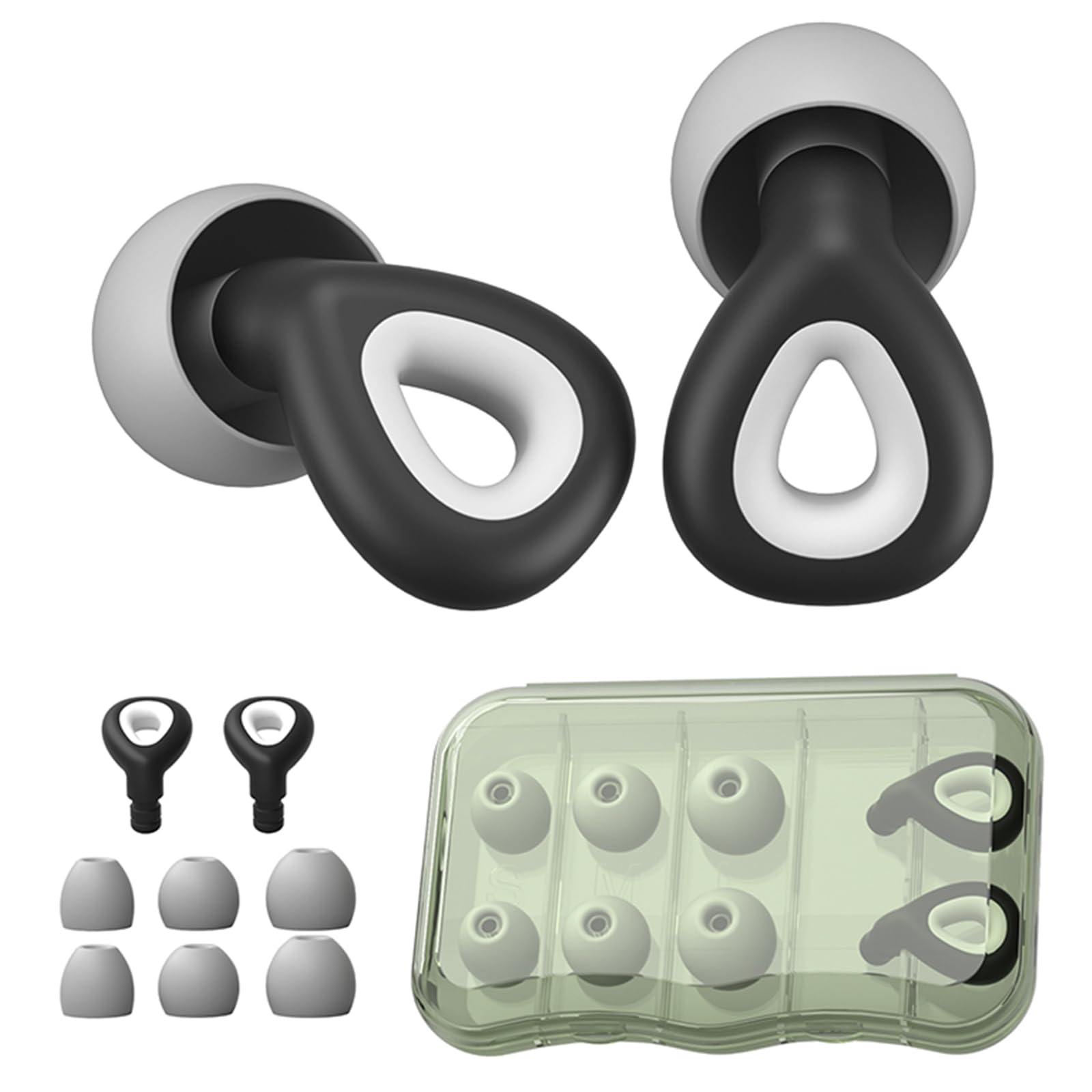Wisfunlly Loop Ear Plugs for Noise Reduction, Reusable Ear Plugs for Sleeping with 6 Ear Tips in S/M/L, Silicone Soft Noise Cancelling Ear Plugs Fit Sleep Flights Snoring Work Noise Sensitivity