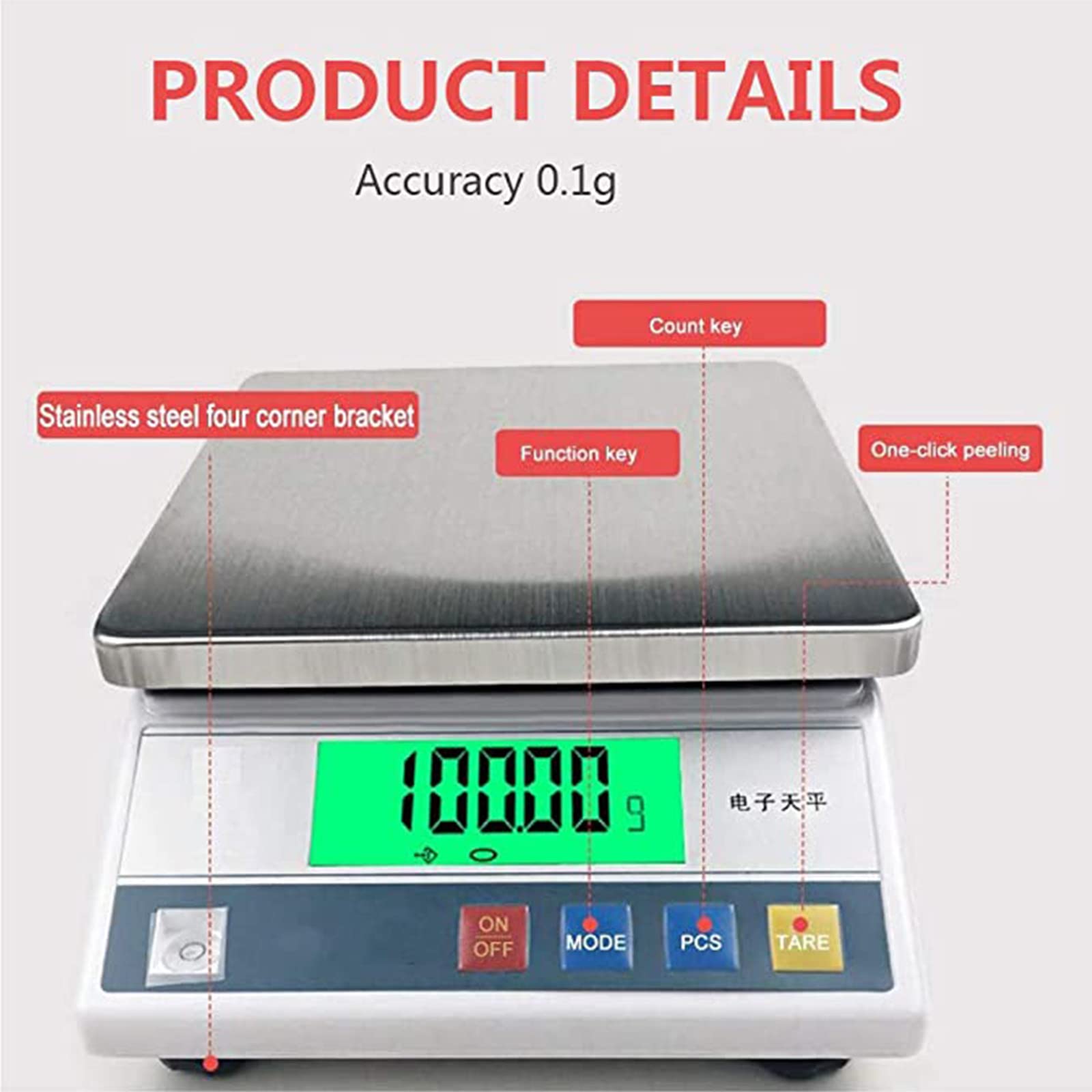 Bilancia analitica di precisione da laboratorio 3 kg / 5 kg / 6 kg / 7,5 kg / 10 kg X 0,1 g Bilancia elettronica ad alta precisione, per attività di gioielleria da laboratorio, 5 kg / 0,1 g, 10 kg