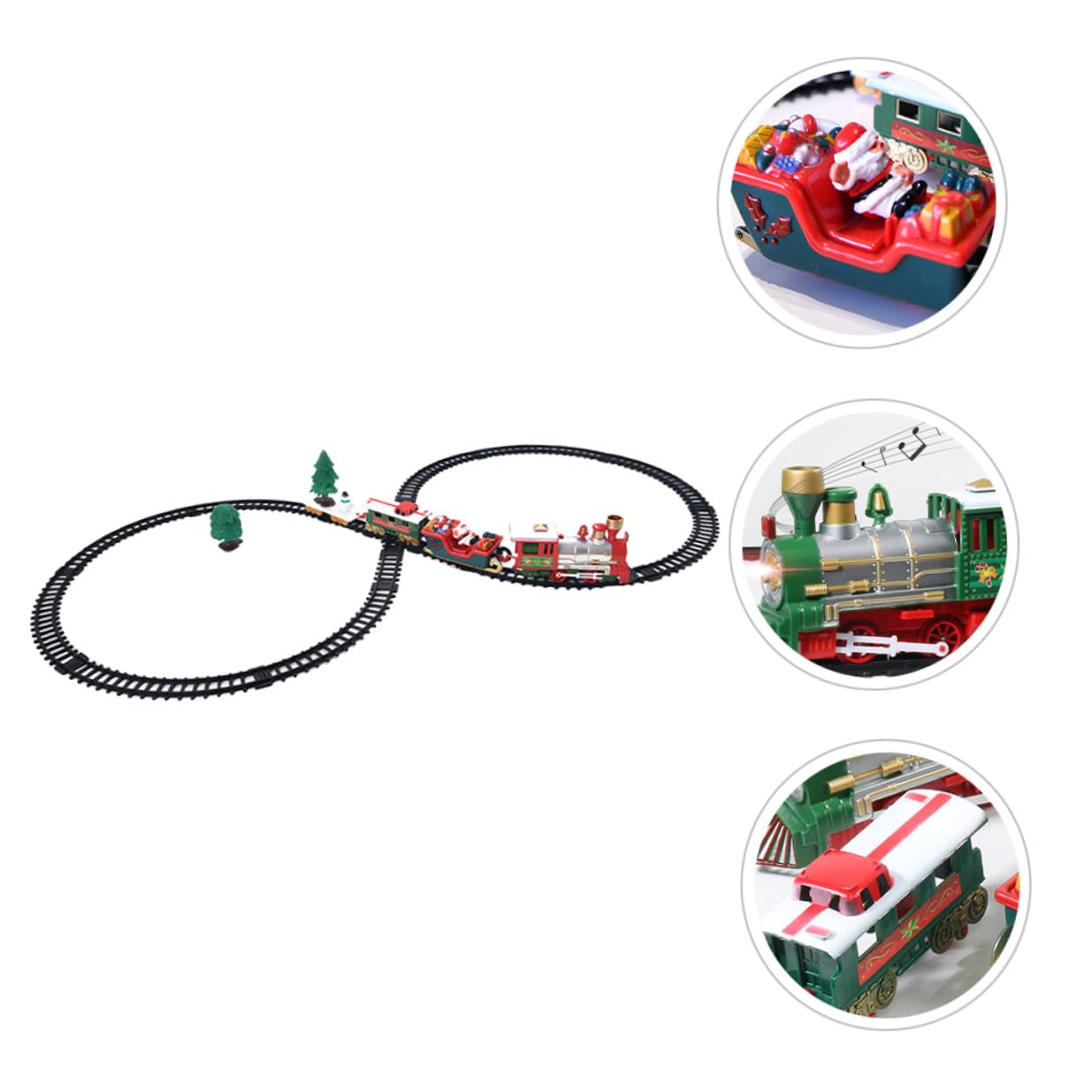 FRCOLOR Trenino Natalizio Elettrico Piccolo Giocattolo di Simulazione con Pista di Trenini per Casa Ornamento Natalizio