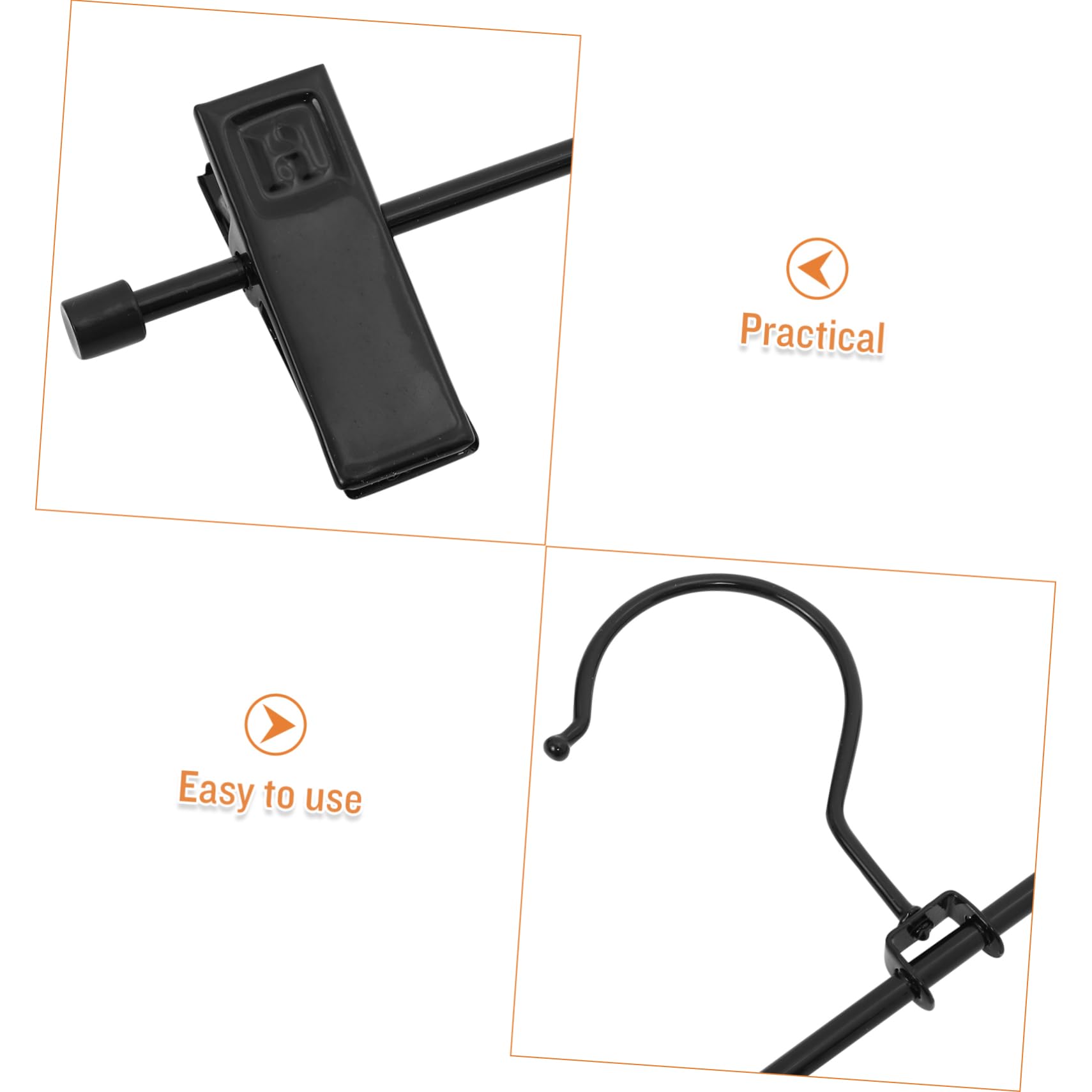 Ciieeo 10 pezzi appendiabiti per pantaloni grucce per gonne con pinzette, gancio per pantaloni, clip per appendere grucce con pinzette, grucce per vestiti, nero in polivinile