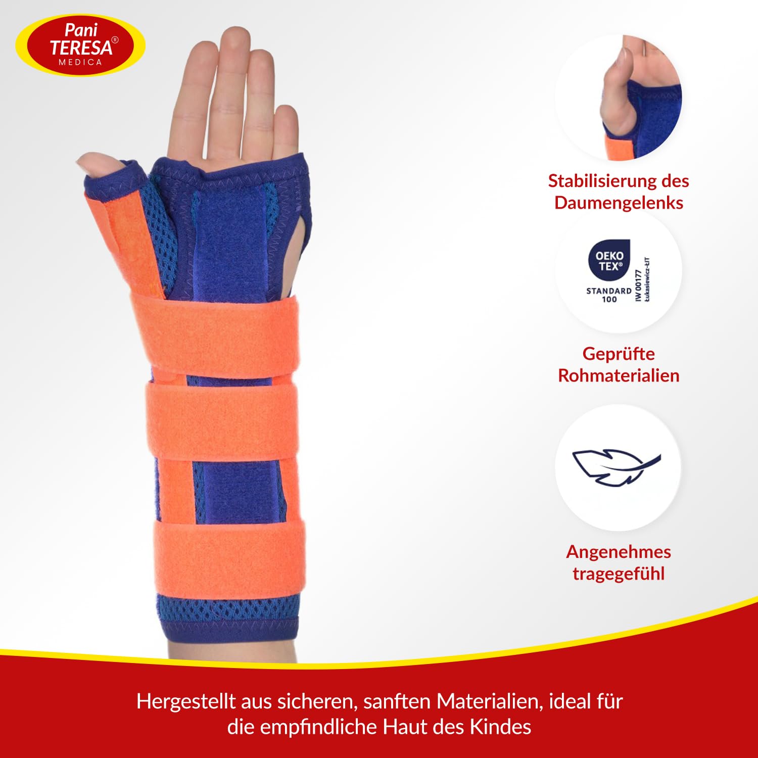 Handgelenkbandage Daumenbandage 2in1 Handgelenkstütze Orthopädisch Universell Einstellbar Recht Links Kinder Und Jugendliche Handgelenk Bandage Mit Daumen 11-14 cm Blau