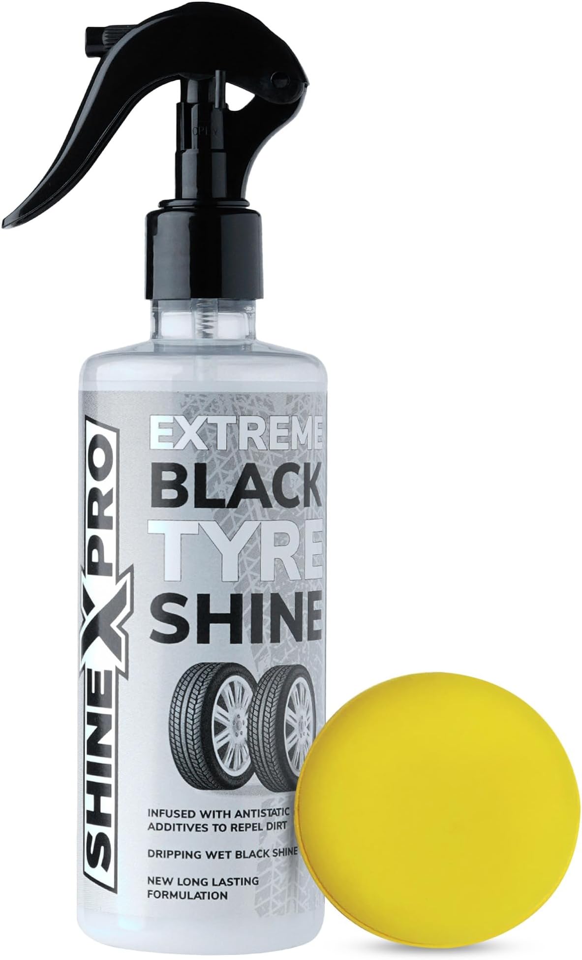 Bike & Car Tyre Polish - 300ML Extreme Black Tyre Shine - Long Lasting & Dirt Repellant Formulation - Ultra Wet Black Shine, Non-Greasy Tyre Polish for Car (300ML)