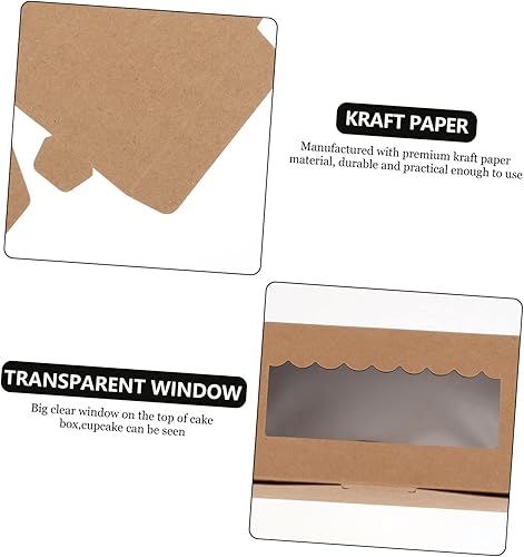 Miniatura 8 de Mobestech 2 juegos de 12 piezas de caja de papel kraft marrón pastel cupcakes contenedores de almacenamiento de cupcakes contenedores de magdalenas