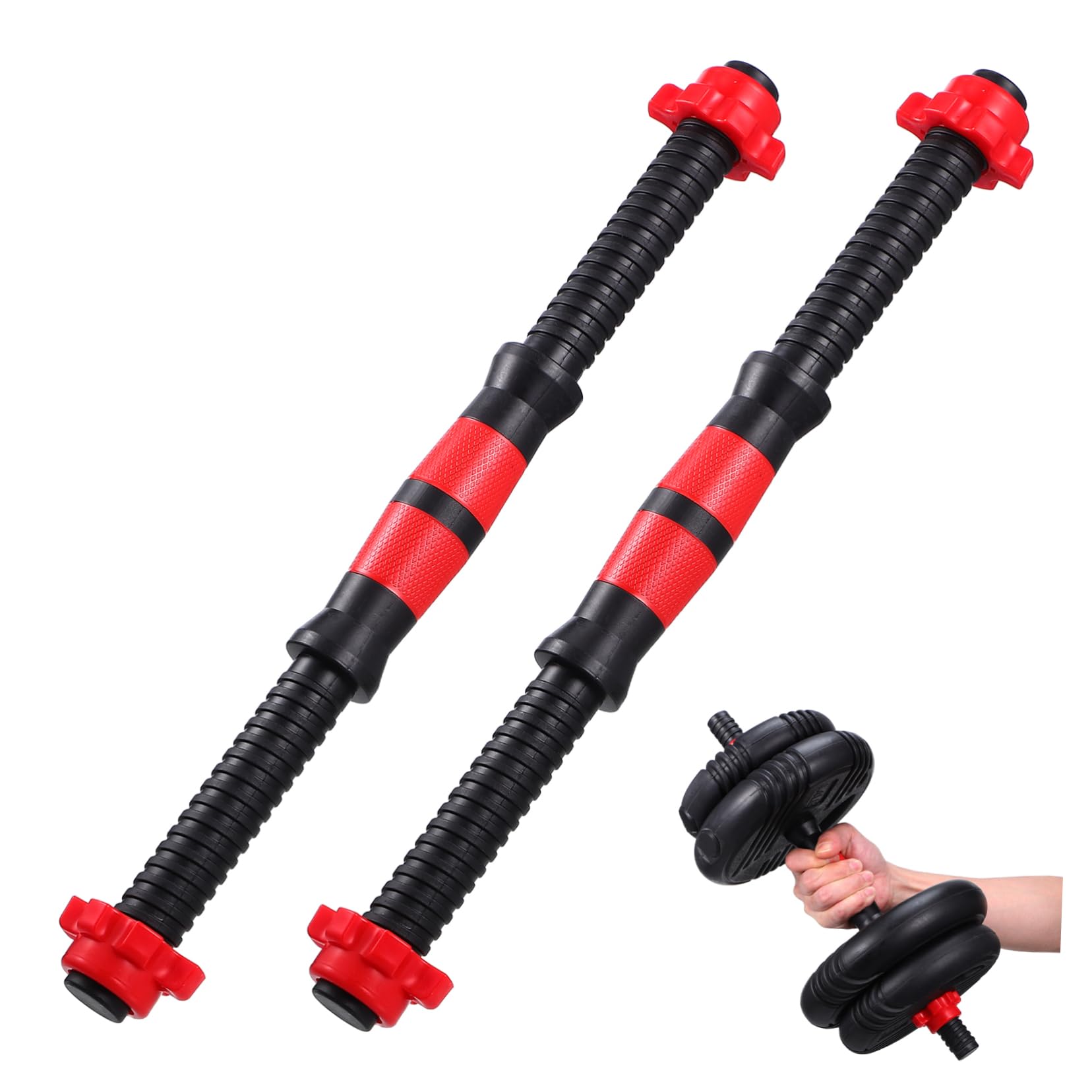 BESTonZON 2Pcs Dumbbell Handles with Spinlock Collars Nuts Versatile Weight Lifting Bar for Strength Training Gym Random Color