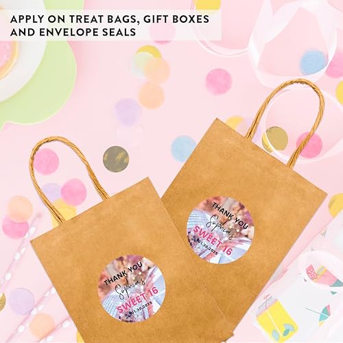 Miniatura 3 de Andaz Press Paquete de 40 etiquetas redondas personalizadas de 2 pulgadas, 16 etiquetas de agradecimiento de disco con nombre personalizado para