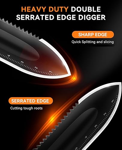 Miniatura 3 de SUNPOW Herramientas de excavación de pala para detector de metales, cuchillo de pala para excavadora de doble borde dentado resistente, herramientas