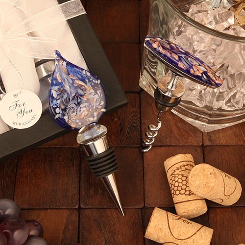 Shimmering Swirl Arte Murano Corkscrew & Bottle Stopper Set