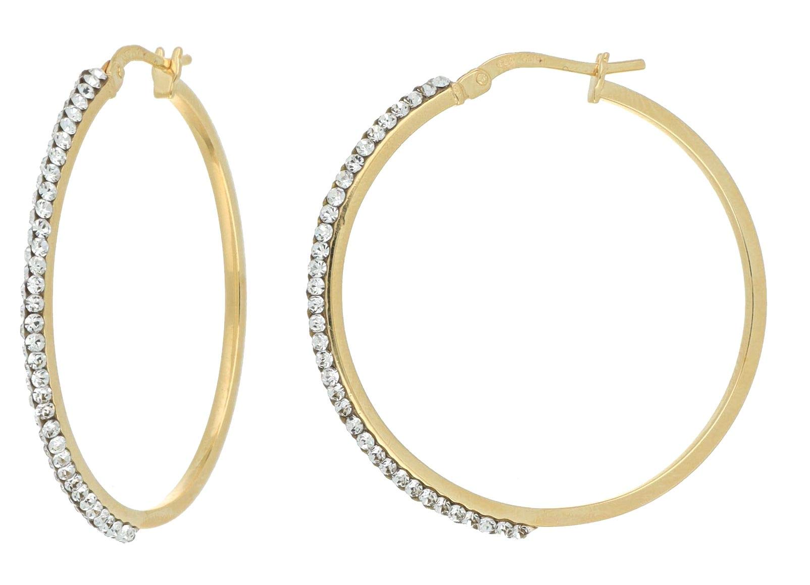 DelPia Pendientes de oro de 18 quilates redondos con Swarovski