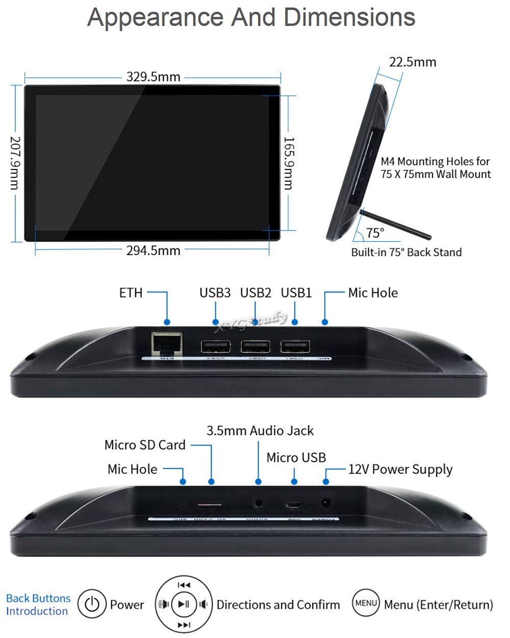 Amazon.com: XYGStudy 13.3inch IPS Display Monitor Capacitive