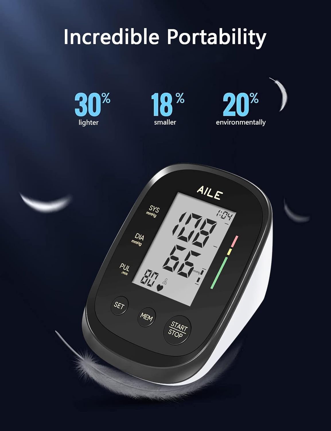 AILE Blood Pressure Monitor, Blood Pressure Machine Upper Arm Large Cuff(8.7"-16.5"), High Automatic Blood Pressure Monitors Cuff for Home Use, Manual Arm Bp Monitor, 2 * 99 Memory (Black)