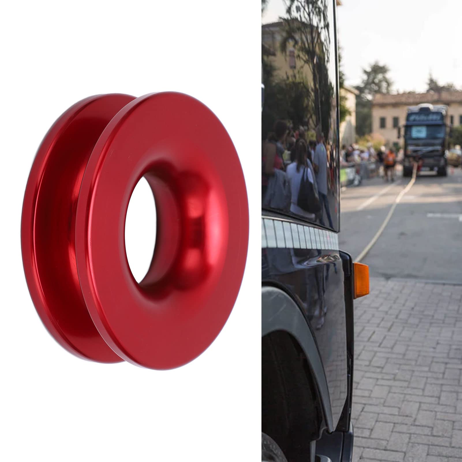 Anneau de Récupération de Treuil, Anneau de Récupération de Treuil en Aluminium de 41 000 LB pour Manille Souple de 7/16 Po 1/2 Po avec Corde de 3/16 Po 1/4 Po 3/8 Po(Rouge)