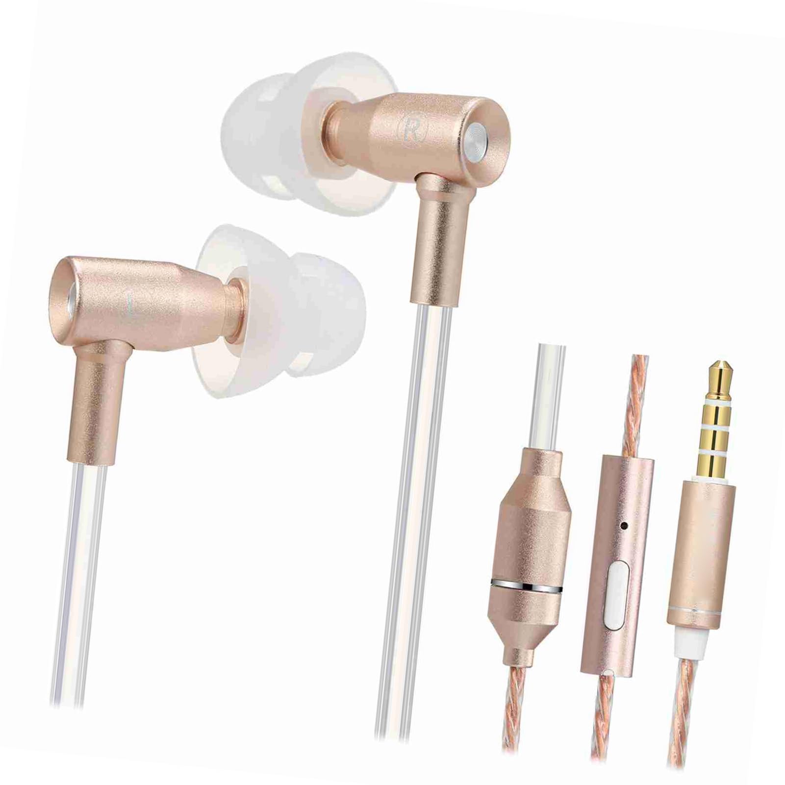 Auricolari Intrauricolari Cablati Airtube da 3,5 Mm con Riduzione del Rumore, Cuffie per Telefono con Tubo 'aria, Riduzione delle Radiazioni Al 98% per, Tablet, Auricolari Dorati (Oro)