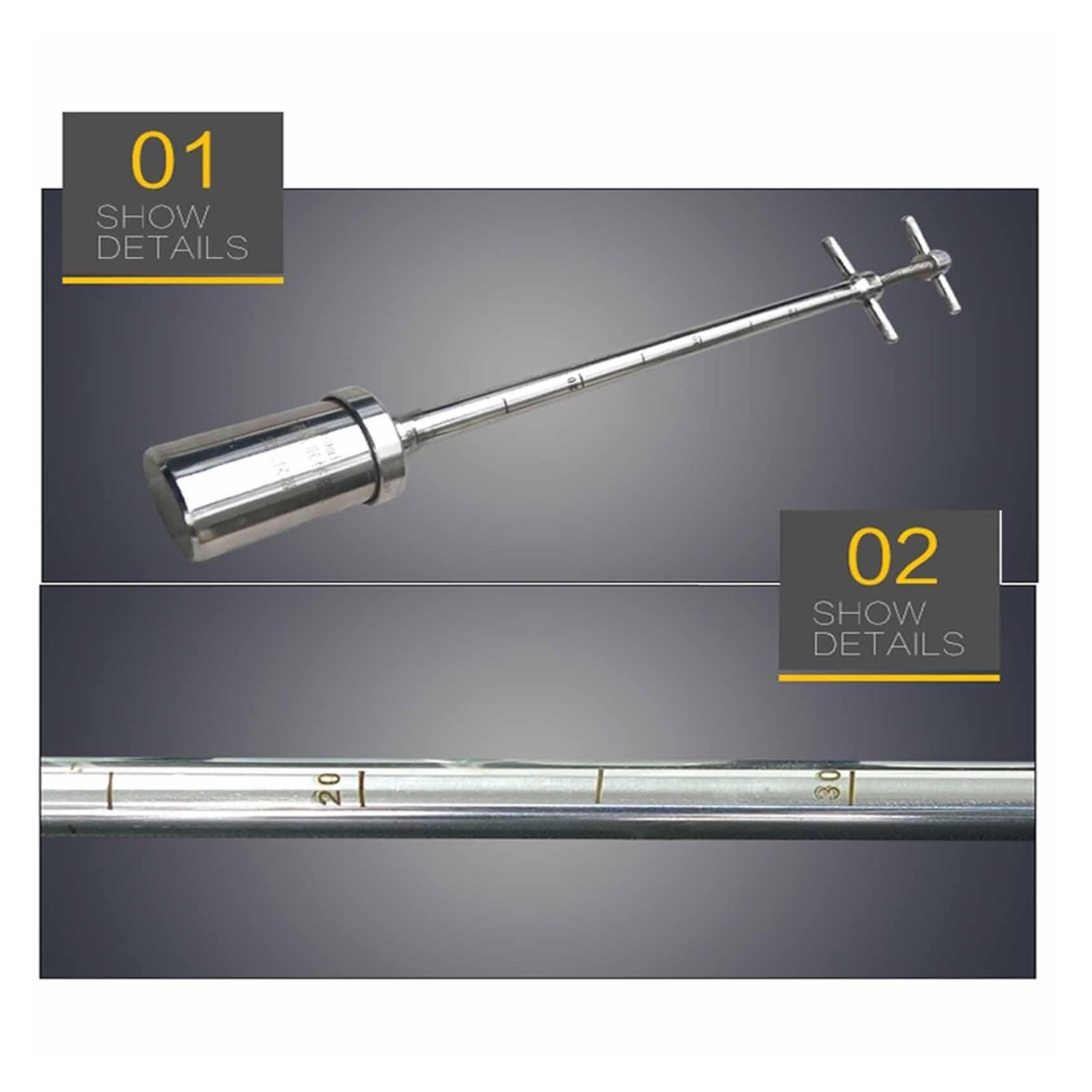 Campionatore Liquidi 100ml in Acciaio Inox - Asta Telescopica 0,5m con Scala Profondità per Olio, Vino & Fluidi Viscosi - Prodotto Industriale per Laboratori, Enologia e Industria Alimentare
