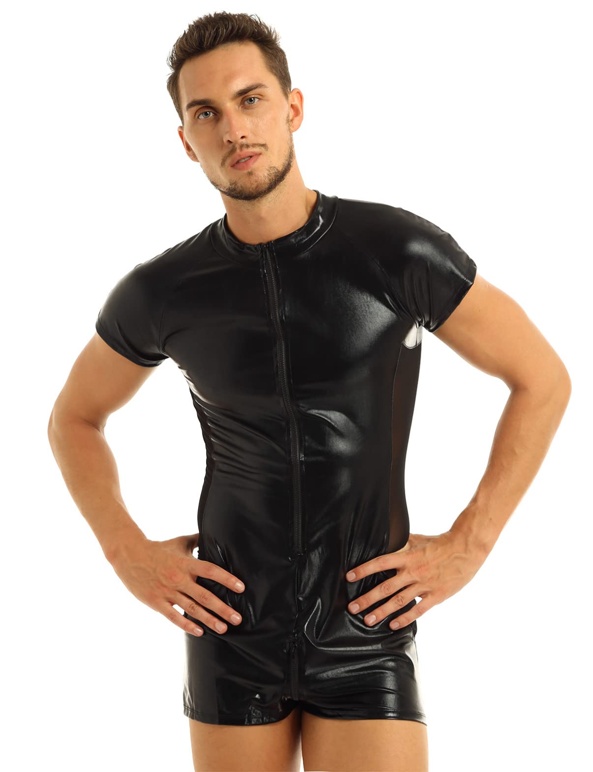 KAKU Politie Kostuum Heren Cosplay Sexy Ondergoed Lingerie Pyjama Uniform Bar Nachtclub Podium Optreden Feest Kerstmis, Zwart, One Size