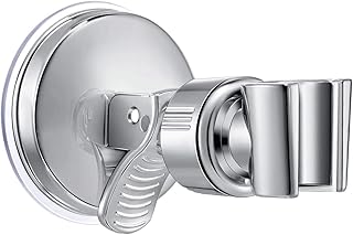 1pcs Adjustable Shower Head Holder, Bathroom Suction Cup Handheld Shower Head Bracket, Removable Handheld Showerhead & Wall Mounted Suction Bracket No Drilling Required (Silver)