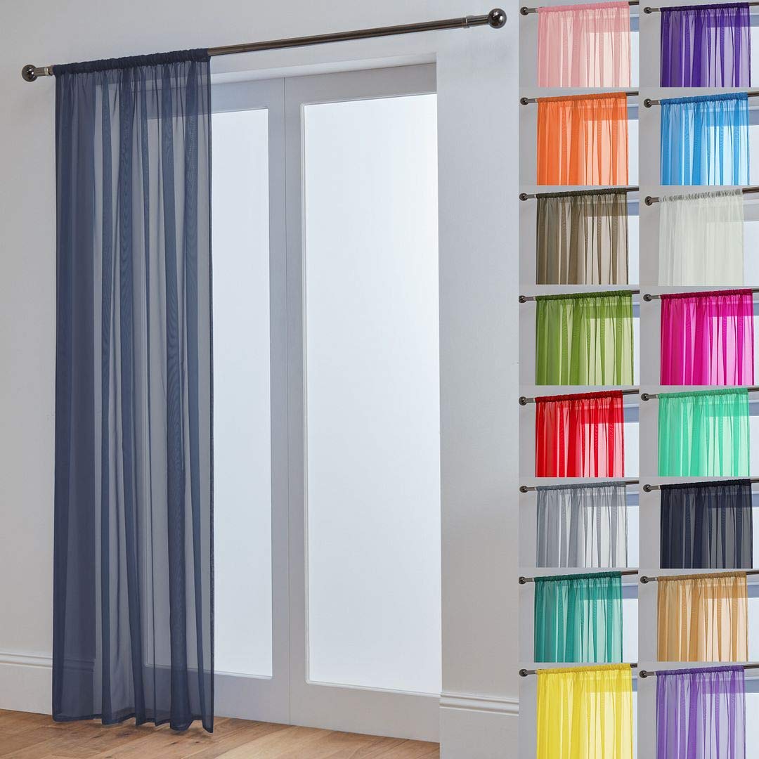 John Aird Lucy Voile Curtains - Rod Pocket Slot Top - Net Curtains - 1 Panel (Dark Grey, 58" Wide x 36" Drop) — image 1