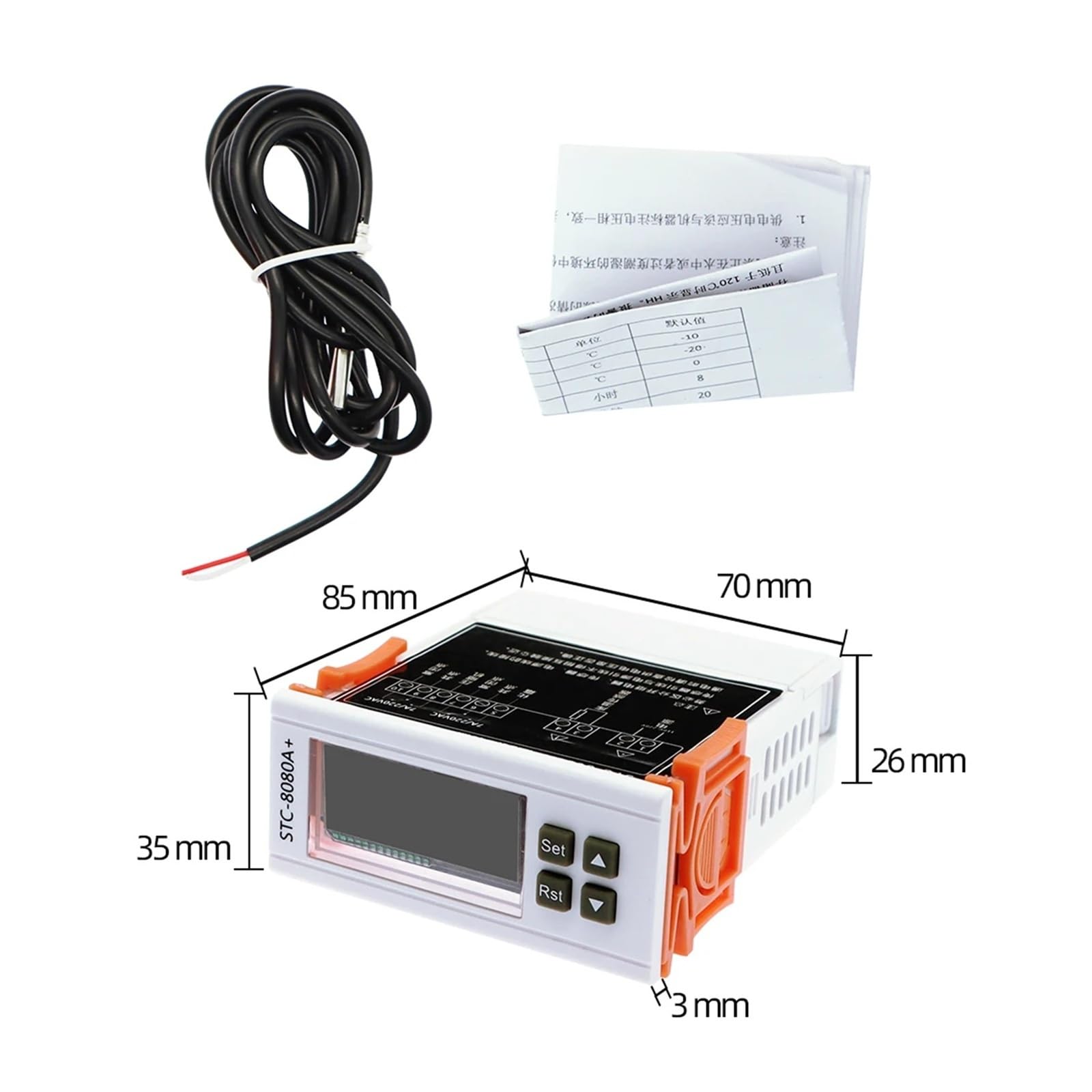 TQSKA Termostato Digitale Regolatore di Temperatura Frigorifero Refrigerazione Timer di sbrinamento Automatico(AC 220V)