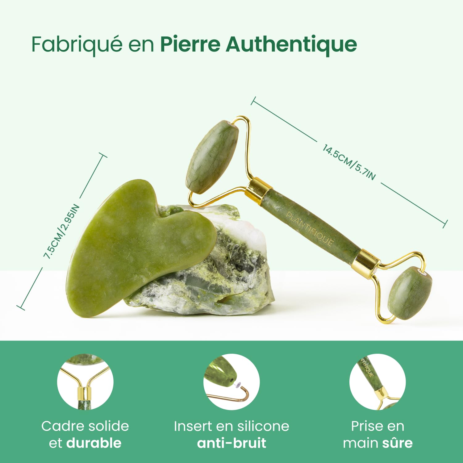 PLANTIFIQUE Korean Skincare Clay Mask – Hydrating Mud Mask, 110 g & Jade Roller & Gua Sha Set - Facial Tools for Skin Care Routine