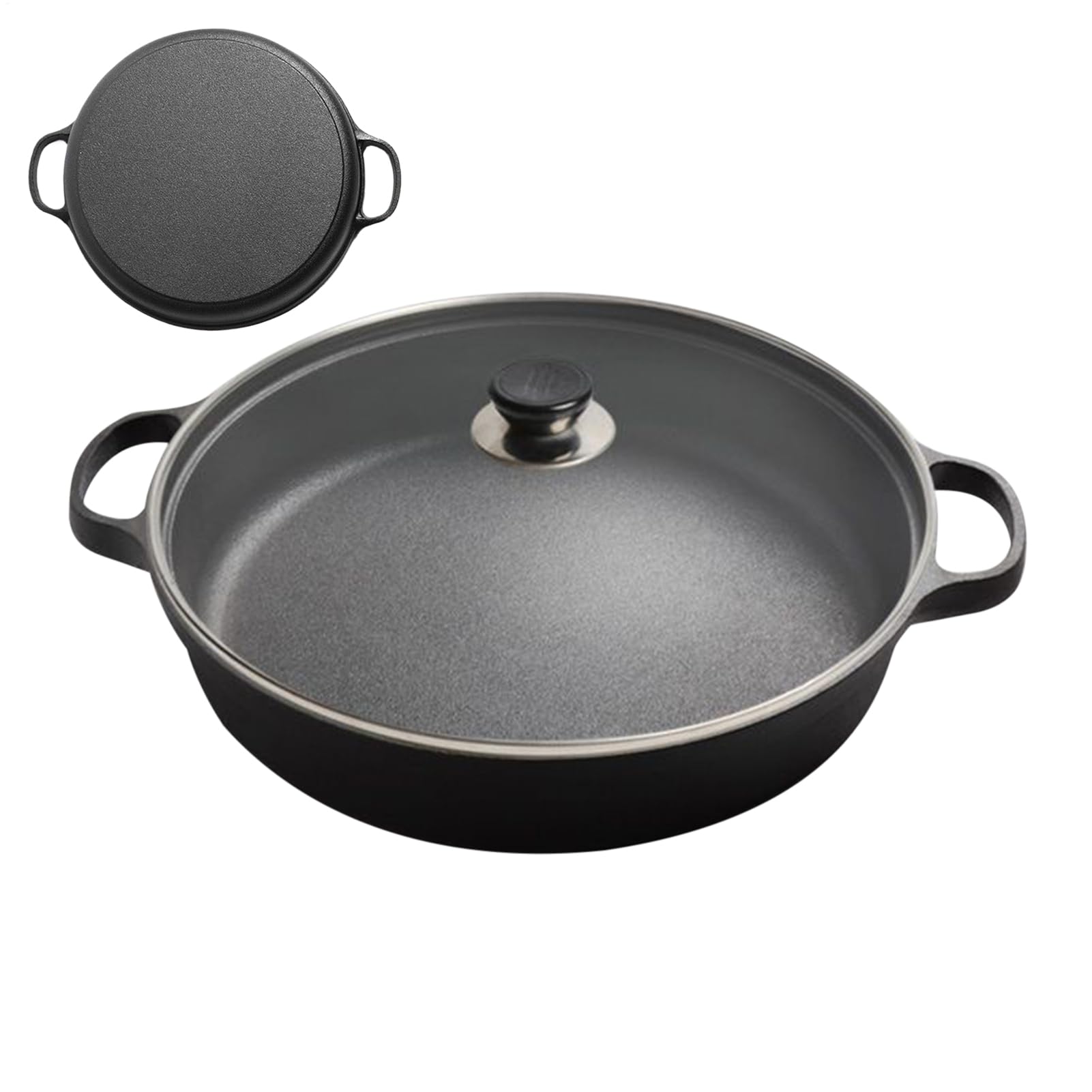 Freing Pan para huevos: sartén de hierro fundido de inducción, plancha con tapa trasparente | Herramienta de cocina ergonómica para la cocina de la cena de panqueques de desayuno, utensilios