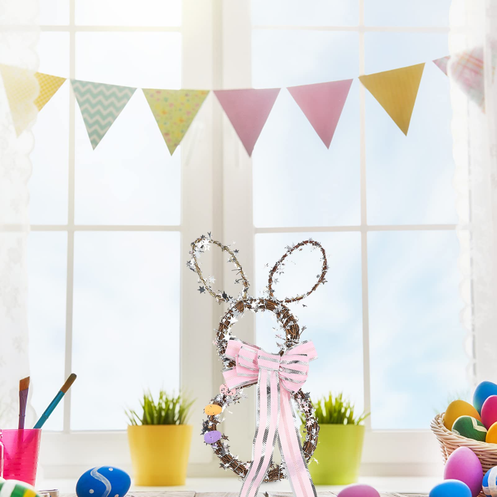 Cabilock 3 Pz fiore del coniglietto di pasqua peluche decorazioni pulcino Figurina coniglio pasquale easter bunny ornamento pasquale ornamento da appendere coniglietto di pasqua rattan rosa