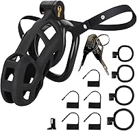 Vista 10 de Jaula de castidad masculina Astini con cinturón elástico y candado invisible - 4 anillos Diseño ligero de ajuste cómodo para uso a largo plazo