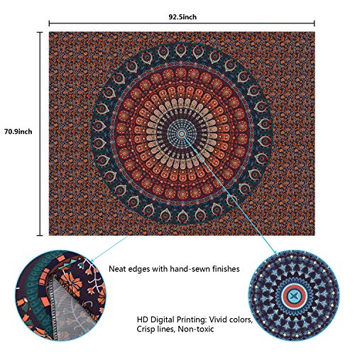 Tapeçaria de mandala boêmia Lyacmy tapeçaria hippie tapeçarias de pavão psicodélico boho tapeçaria p