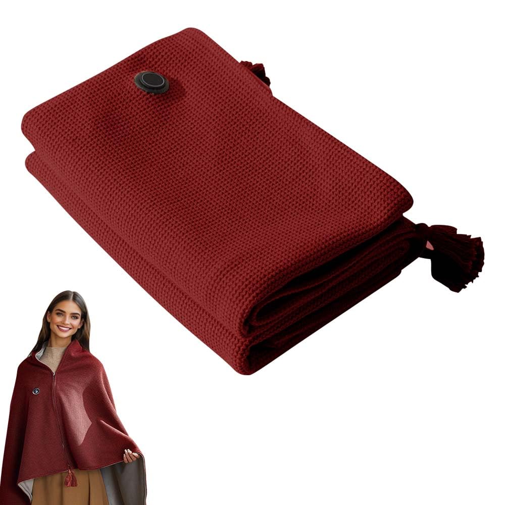 PolishWiz Portable Heated Blanket Shawl Wrap for Women, USB Electric Heating Blanket 60×31 Inch, Rapid Warm Wearable Electric Shawl, Machine Washable