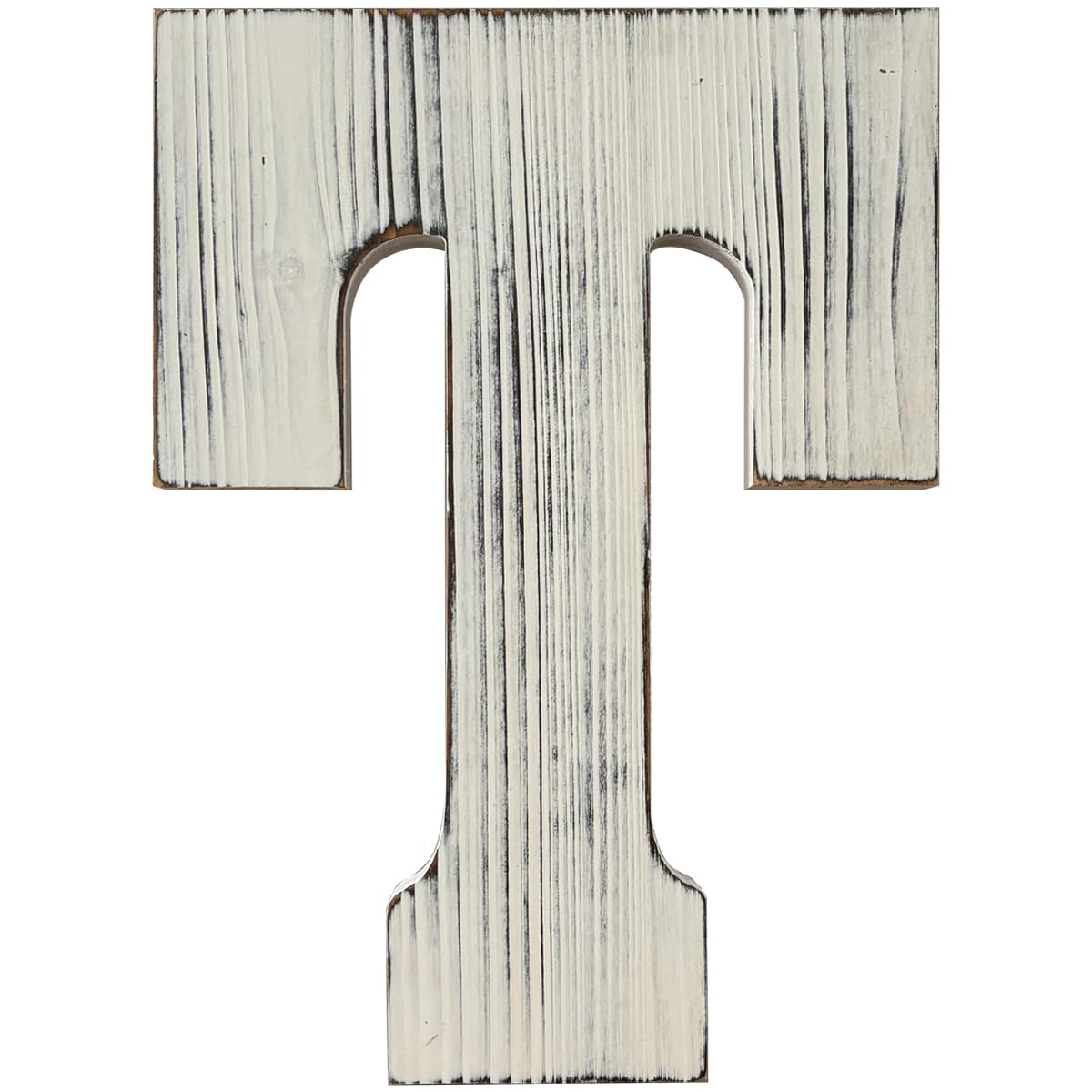 ABELOTS Decorative Wooden Letter T Wall Decor, Distressed White, 14 x 10.24 inches (White T)