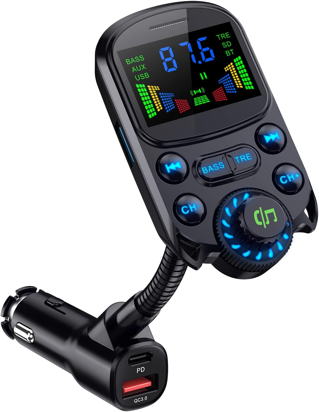 ORIA Bluetooth 5.3 FM Transmitter, 1.5" Color Screen Wireless Car Radio