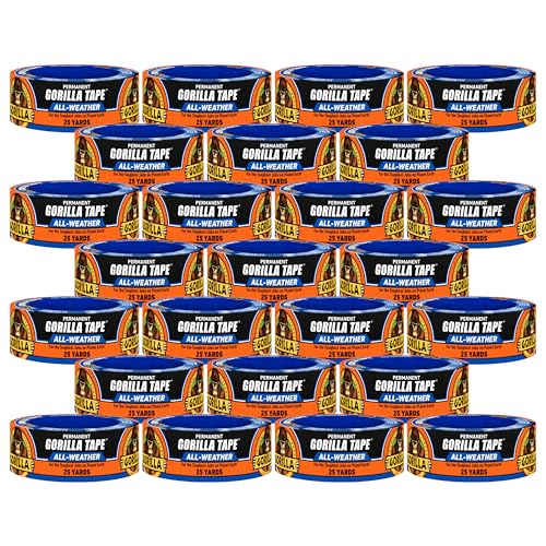 Image of Gorilla All Weather Duct Tape, Black, 1.88 inch x 25 yd (Pack of 25) - UV and Temperature Resistant Waterproof Tape for Outdoor Repairs