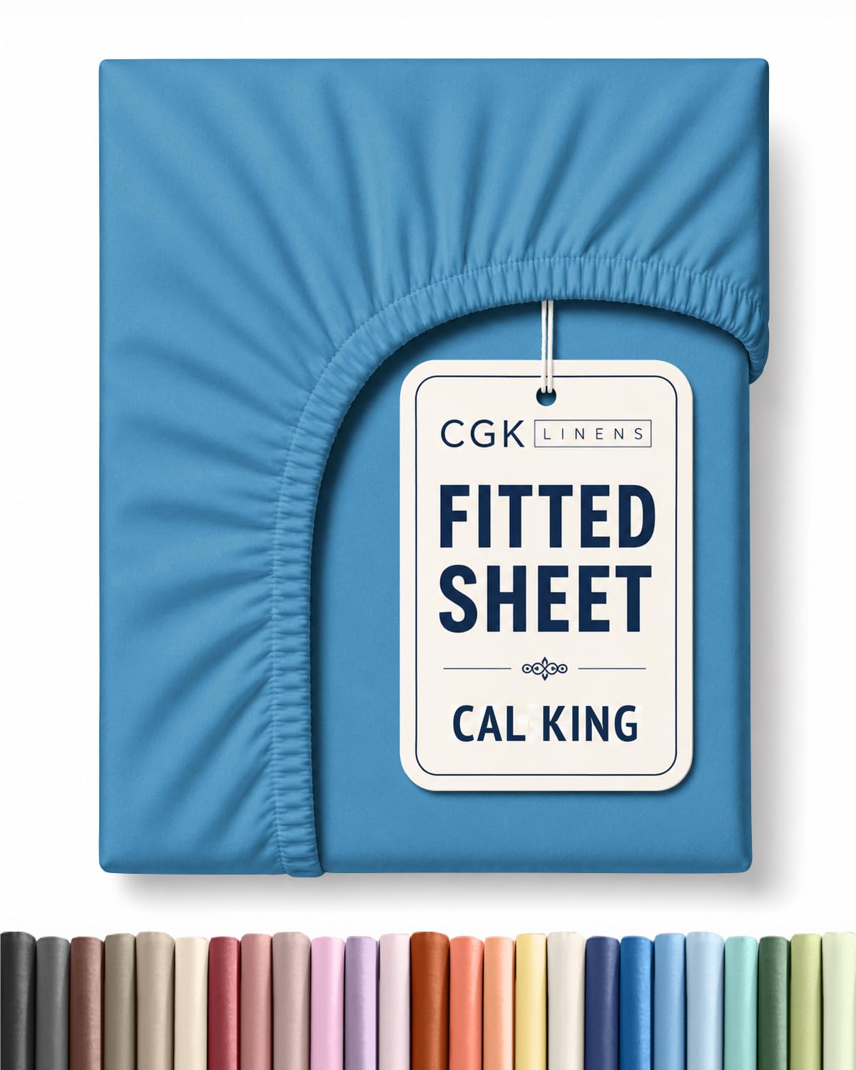 Cal King Fitted Sheet - Single Fitted Sheet Only - Cooling - Denim Blue