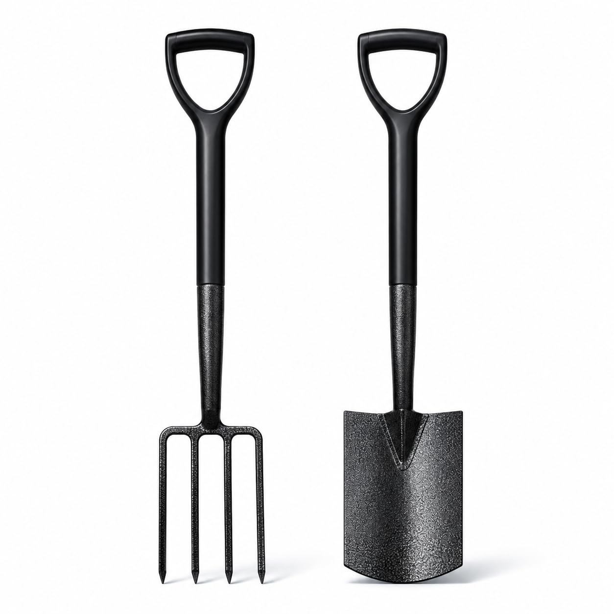 Plushé Haven Garden Tool Set 2 Piece – Heavy Duty Spade & Fork Set, Carbon Steel Digging Tools with Ergonomic D Handle Grip, Rust Resistant, Strong Gardening Tools for Digging, Planting & Soil Work