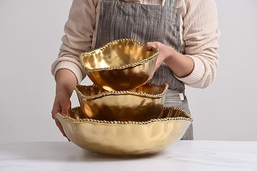 Miniatura 7 de Pampa Bay Cuenco mediano profundo de porcelana chapada en titanio, 8.5 pulgadas, tono dorado mate, horno, congelador, apto para lavavajillas