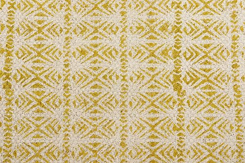 Tapis indien en coton lavable de 0,6x3 m motif géométrique beige marron - 6