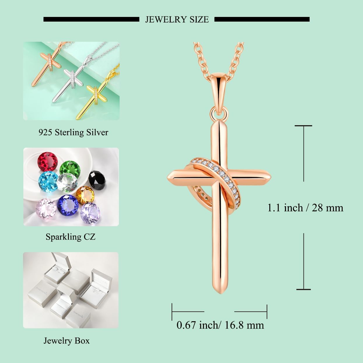 STARCHENIE Crown Cross Necklace for Women 925 Sterling Silver Rotated Crucifix Pendant Religious Jewelry Gift for Her - Image 6