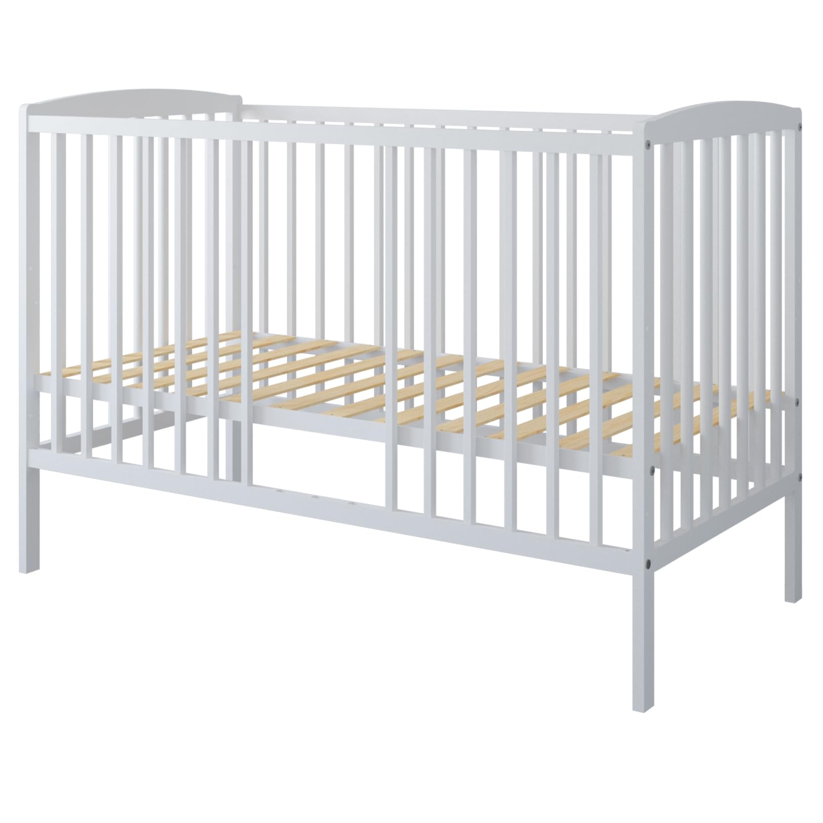 zee Cuna para Bebé 120 x 60 cm Blanca 2 en 1 Convertible en Cama Junior Altura Ajustable en 3 Niveles con Barandilla de Seguridad Madera de Pino